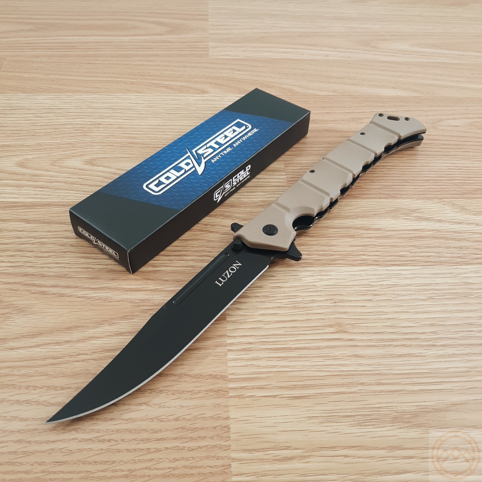 Cold Steel Large Luzon Folding Knife 6″ 8Cr13MoV Steel Blade Tan GFN Handle