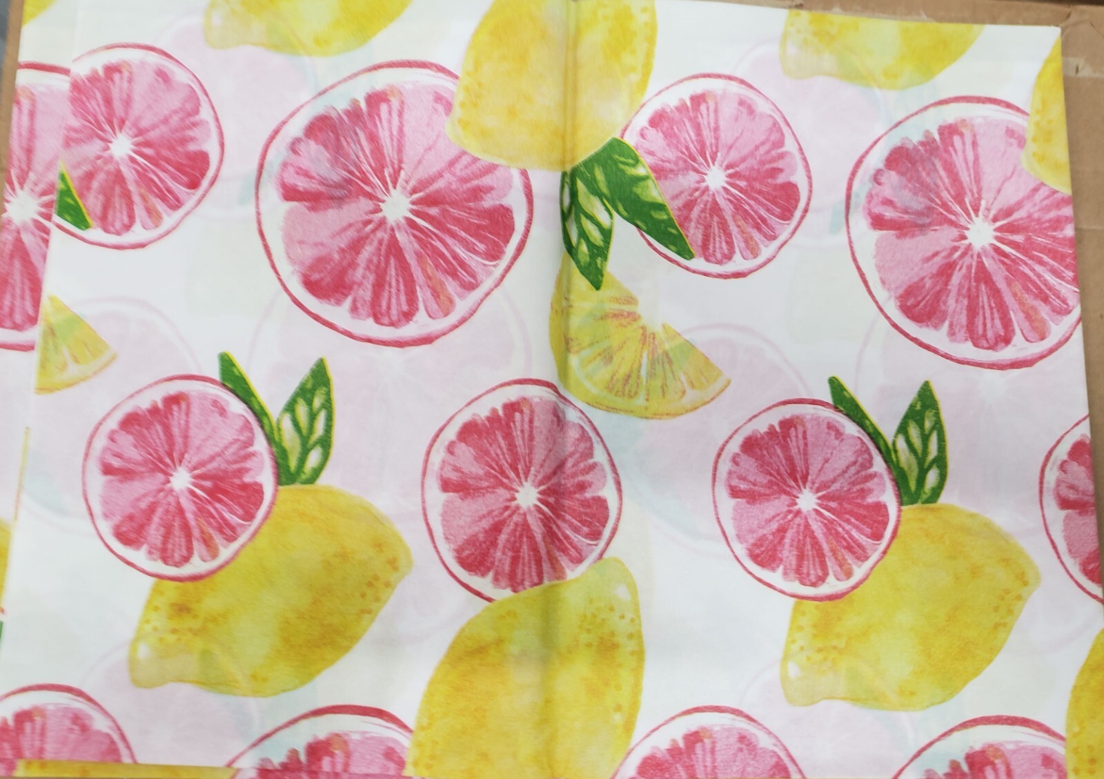 Thin Peva Vinyl Tablecloth 60″ Round (4-6 people) LEMONS, ORANGES & LEAVES, GR