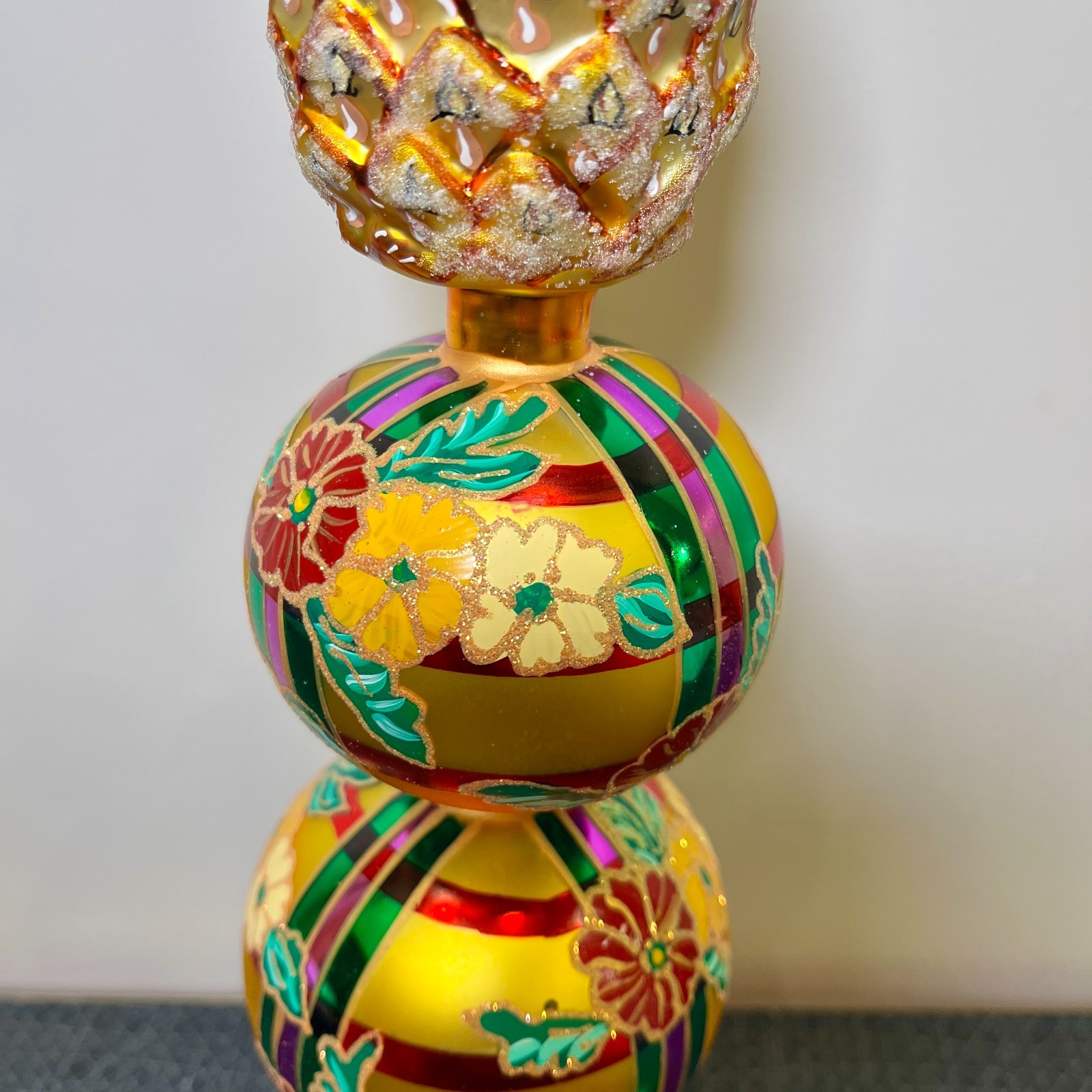 1998 Christopher Radko Pineapple Finial 14″ Tree Topper 98-466-0, RARE Tropical