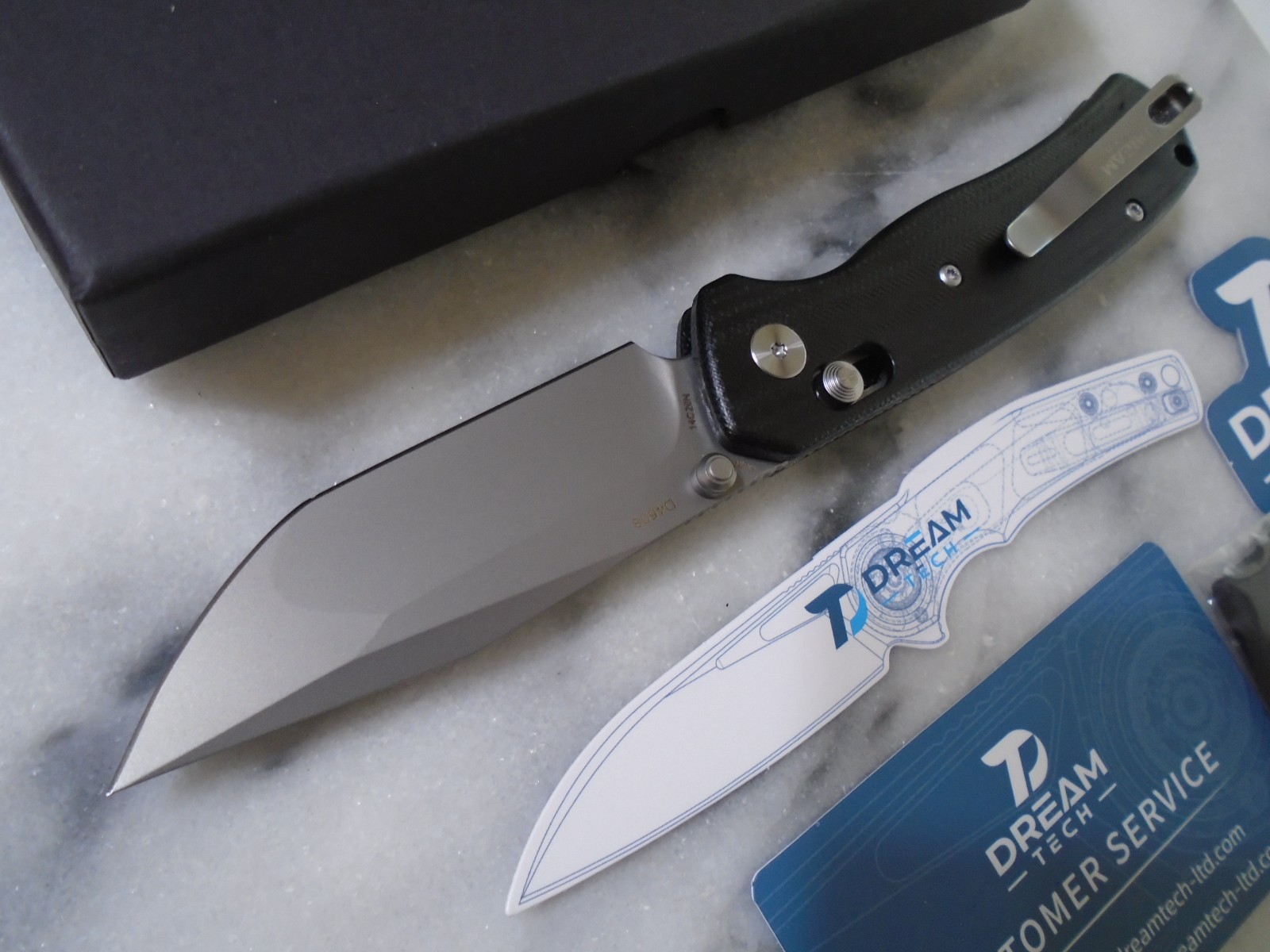 Dreamtech Ball Bearing Pivot Axis Lock Tanto Pocket Knife 14C28N D4508GB G10 New