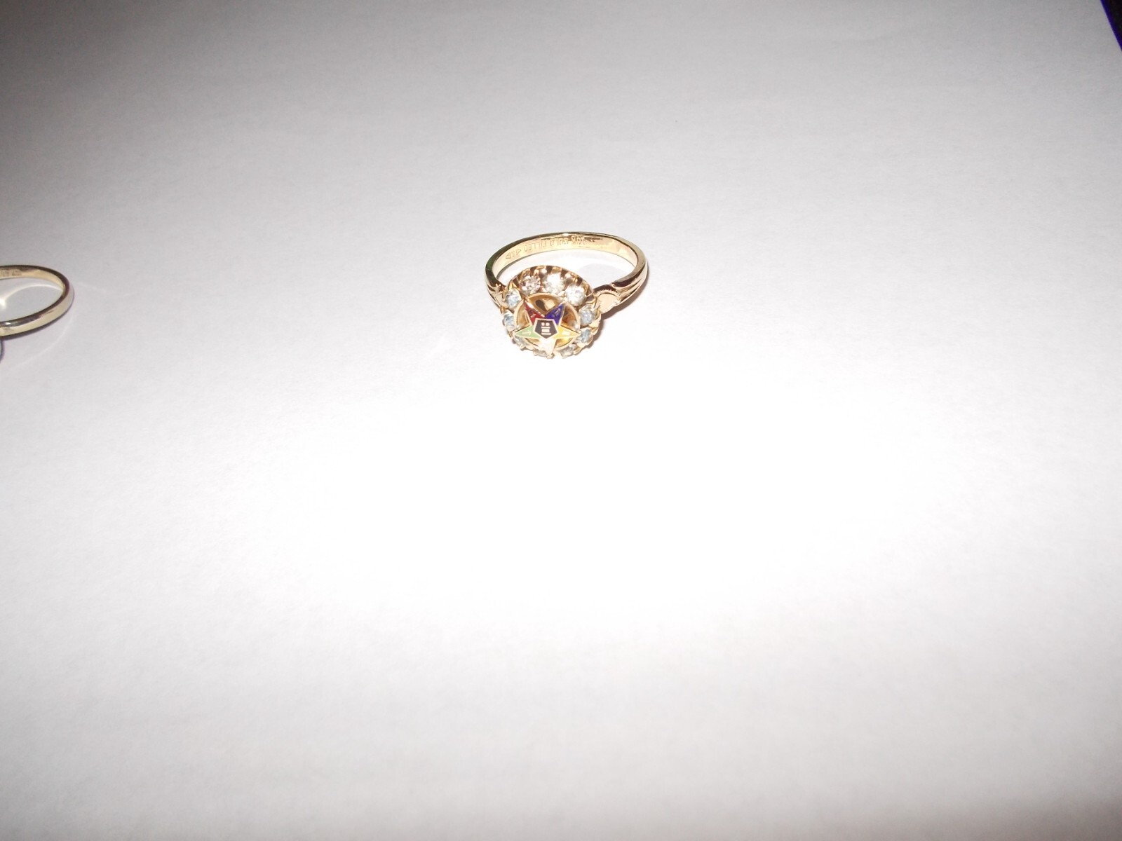RARE-Order Eastern Star 10k gold fill HEART rhinestone RING 3,4,10,12 +