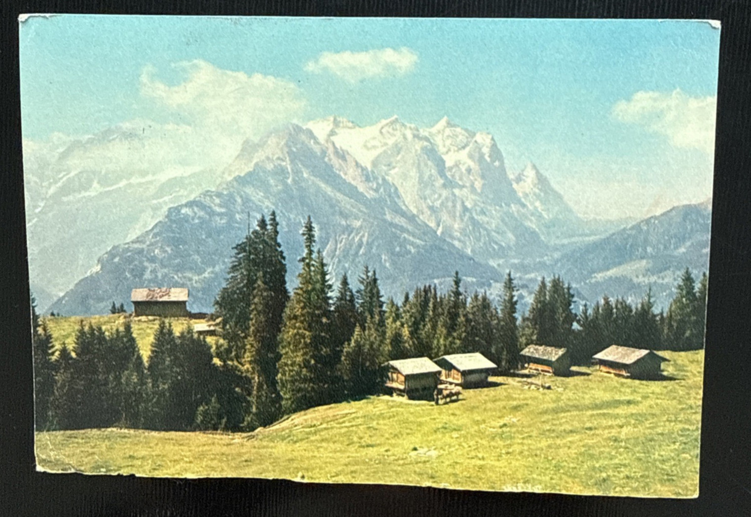 RPPC-Real Photo Postcard-Swiss Alps, Wetterhorn, Eiger, Cabins, 1958, Posted
