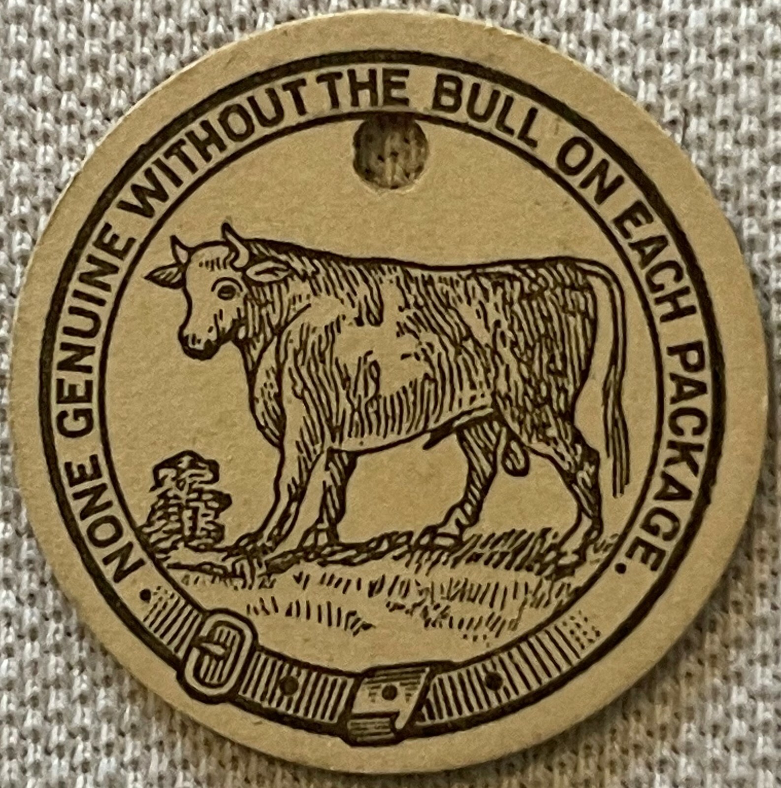 Antique Vintage 1900s – 1920s Bull Durham Tobacco Plug – Tag NC