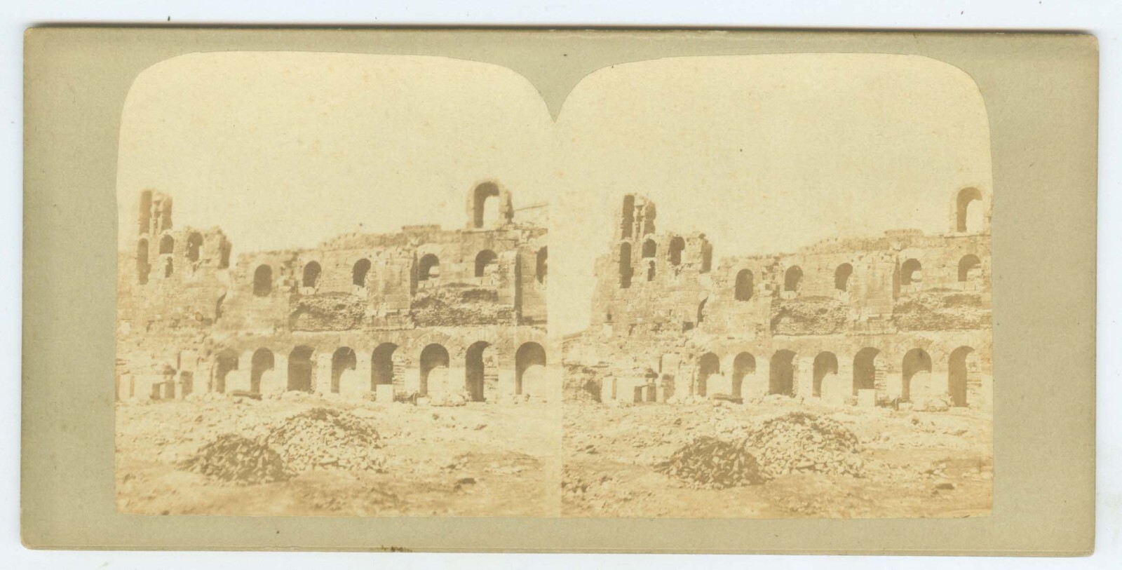 D0403~ GREECE – c.1850s Athens Odeum of Herodes Music Theater Stereoview