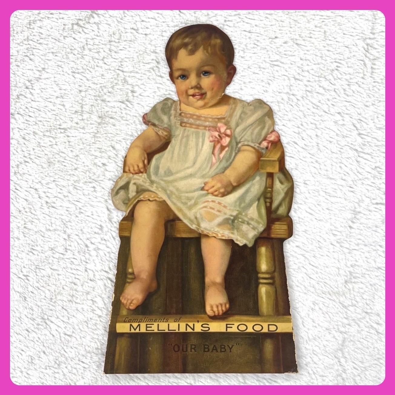 Mellin’s Food Baby Vintage Advertising Die-Cut 12″ Cardstock Display Boston USA
