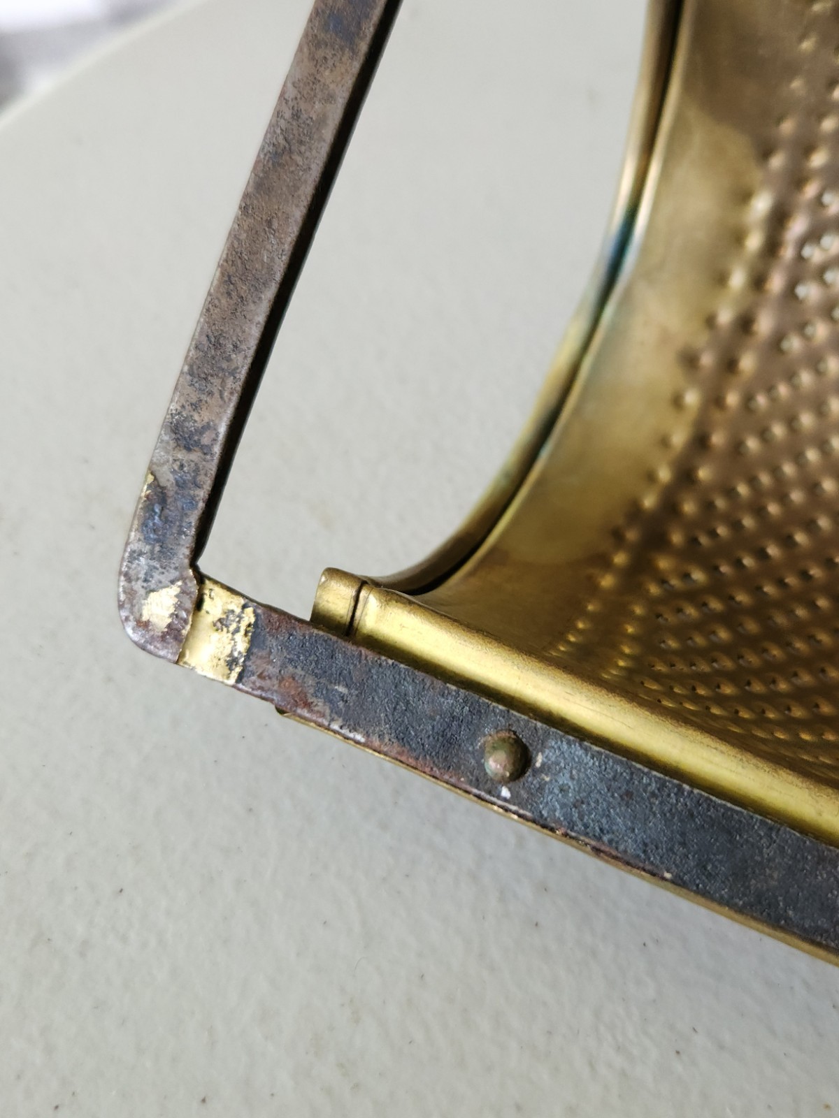 Large Primitive Punched BRASS Half Round CHEESE Vegetable GRATER Fruit ZESTER