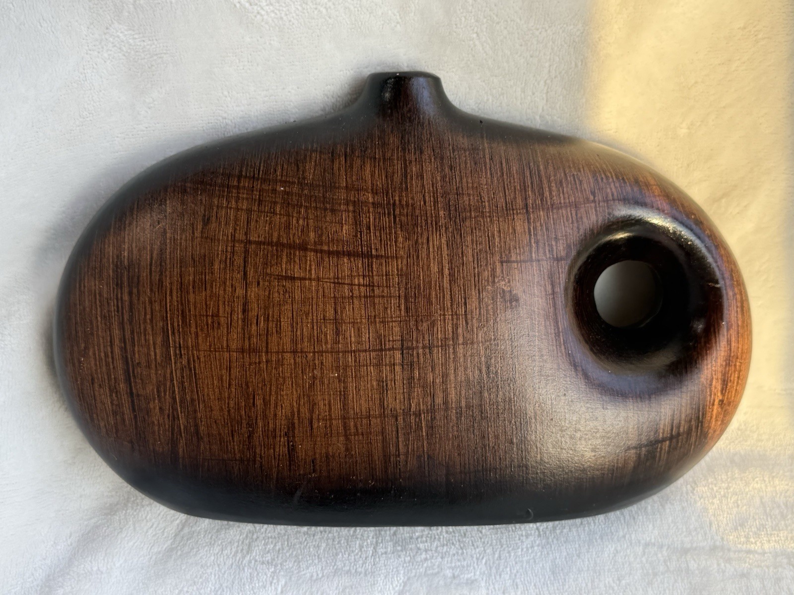 Modernist Abstract Faux Wood Bud Vase – Asymmetrical Minimalist Decor