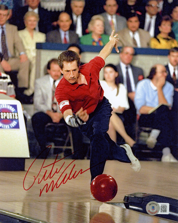 PETE WEBER SIGNED AUTOGRAPHED 8×10 PHOTO CELEBRATED BOWLER BOWLING BECKETT BAS