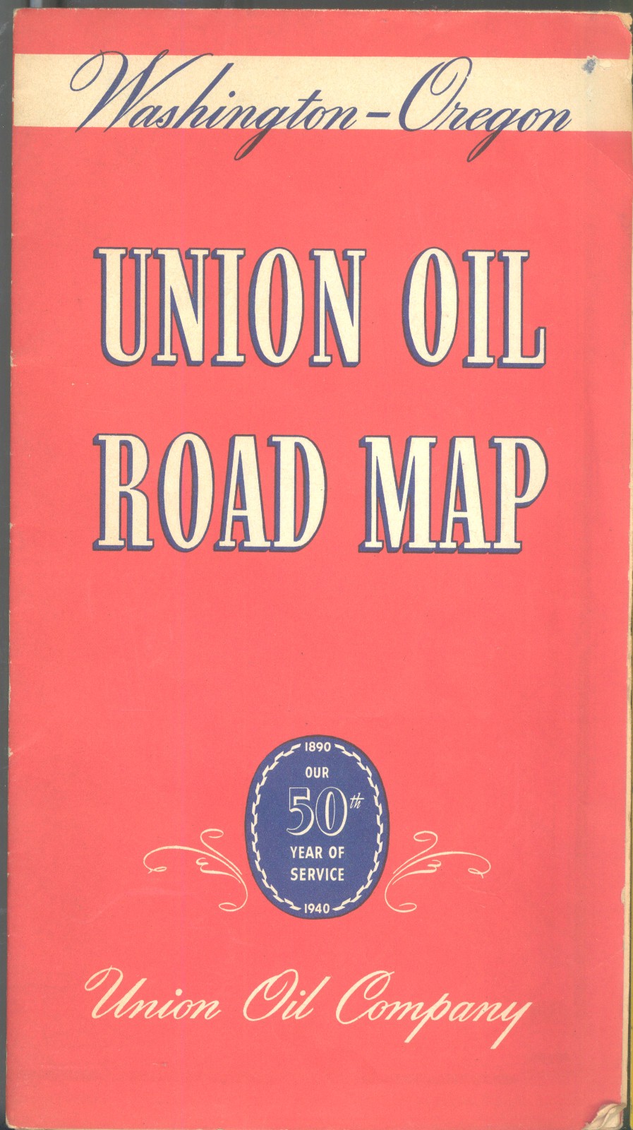 WASHINGTON & OREGON Vintage 1930s Union Oil Gas Station Road Map.