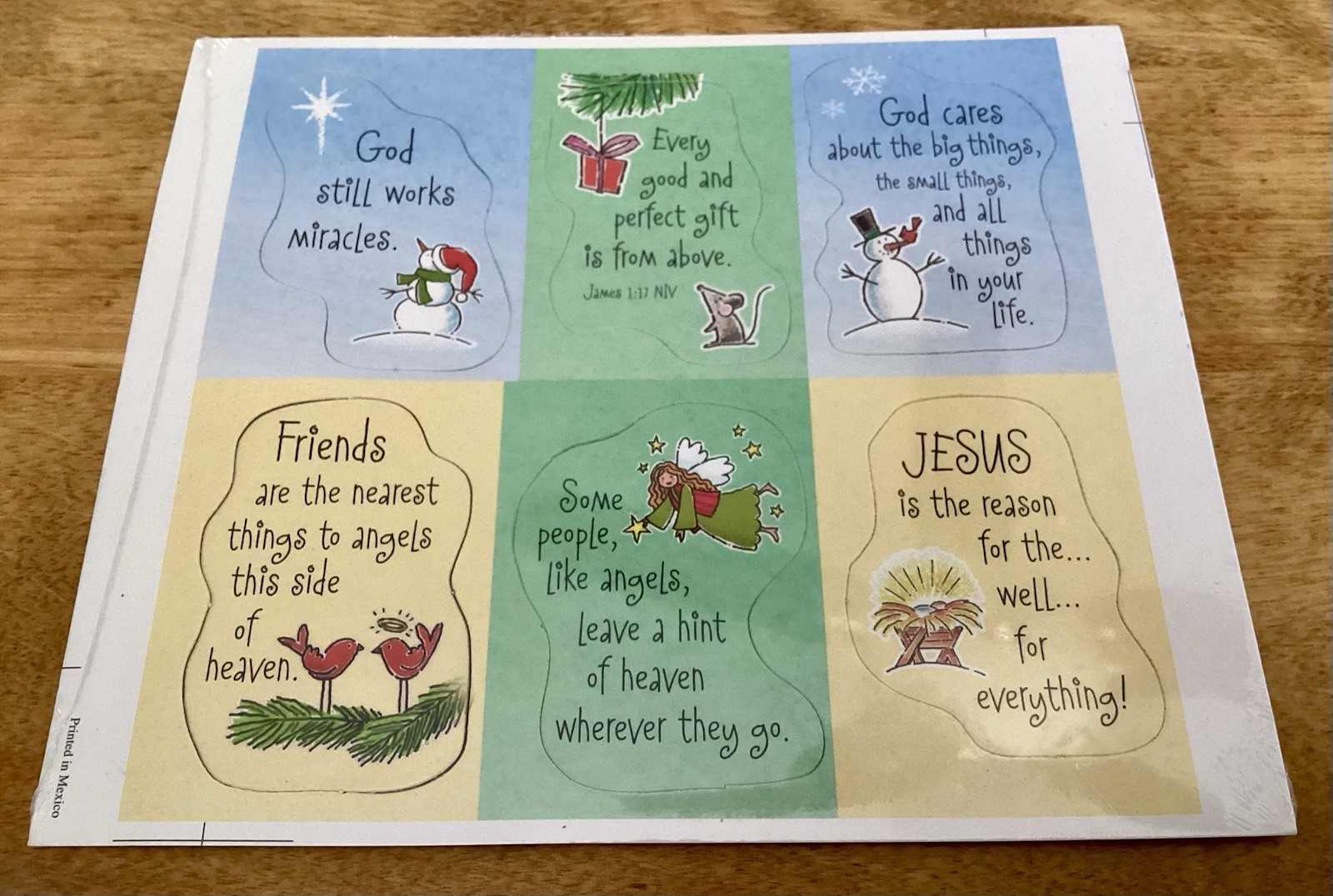 Sheet of 6 Colorful Religious Christmas Themed Magnets, NIP