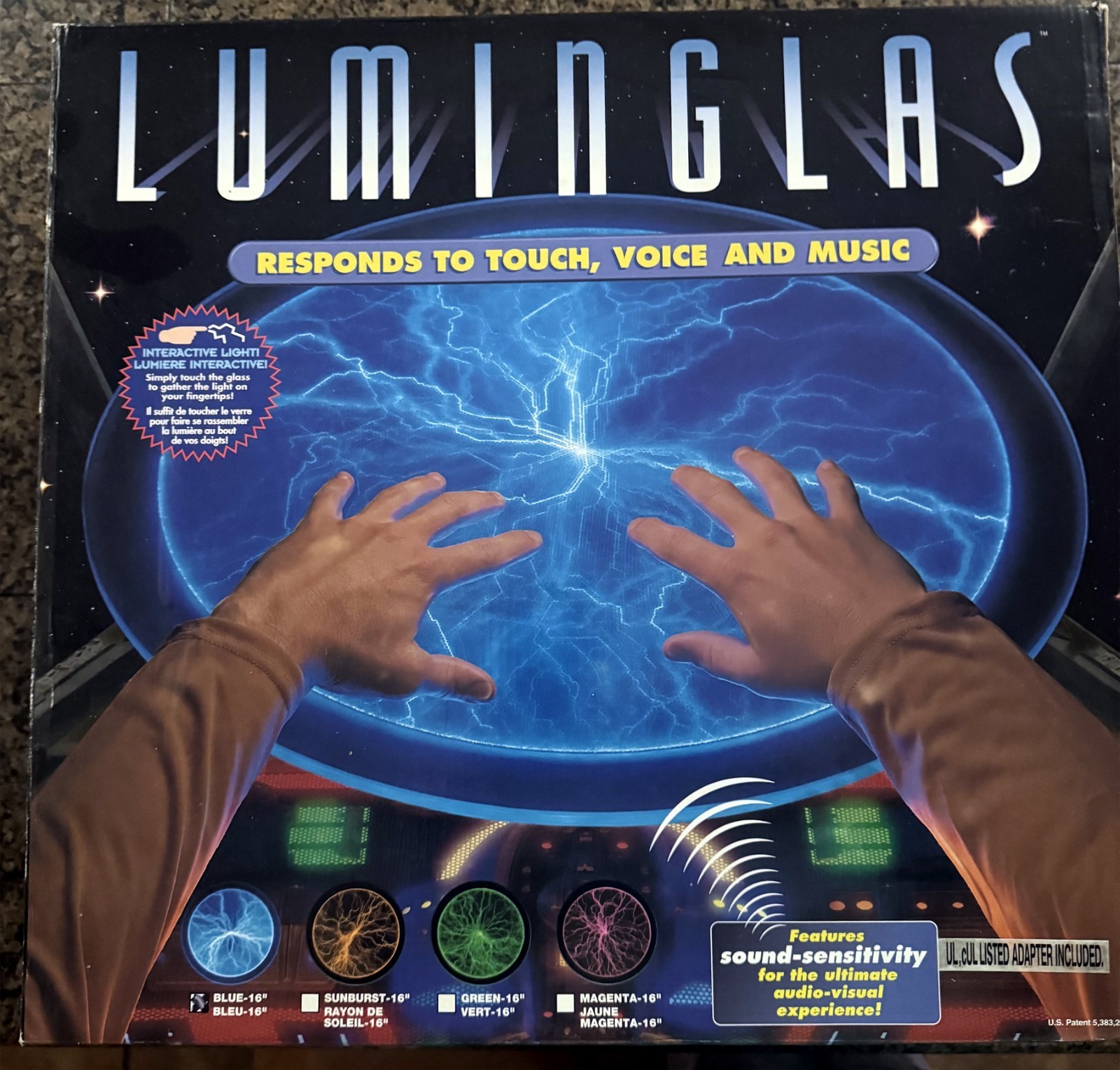 RARE Luminglas 12” Blue Sunburst Plasma Touch Voice Music Interactive Light