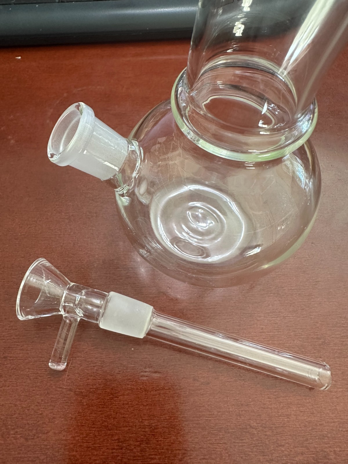 8″ Clear Glass Bong Water Pipe with Small Leaf Design Simple Durable Affordable