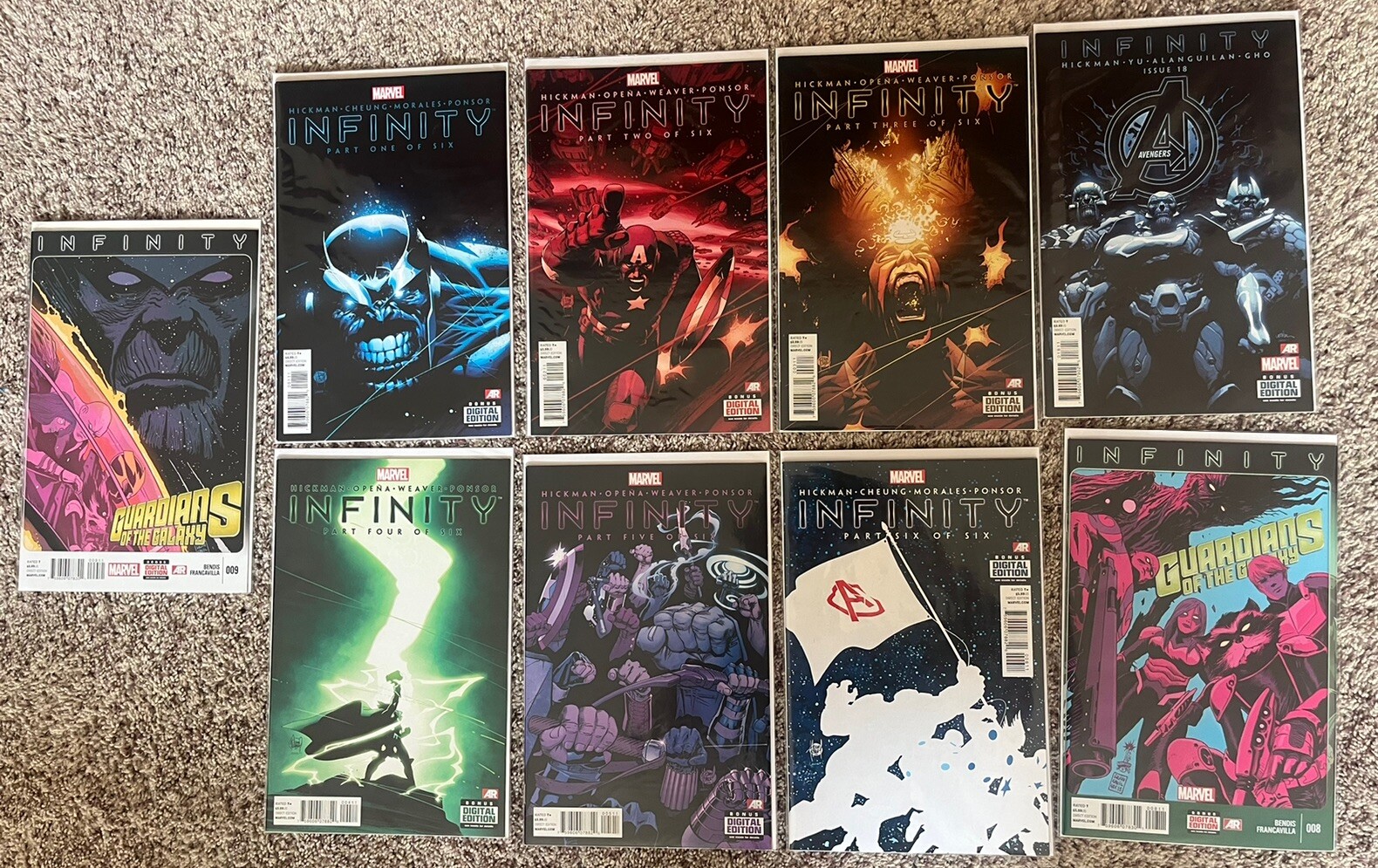 Marvel Infinity Comics 1-6 + 3 Tie in’s -Bag/Boarded -Lot of 9
