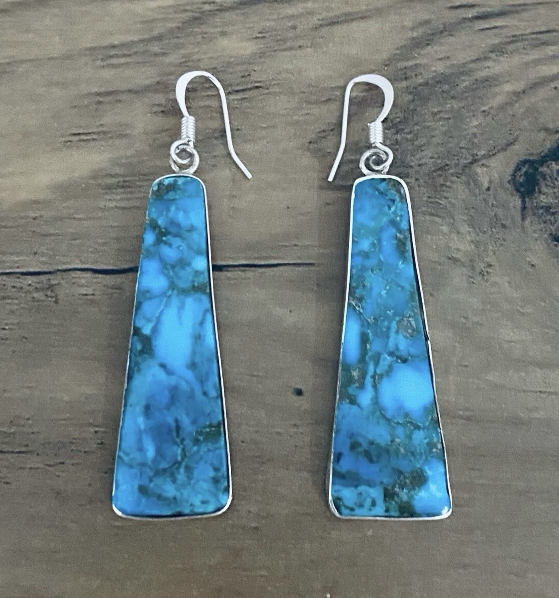 Turquoise Earrings Sterling Trim
