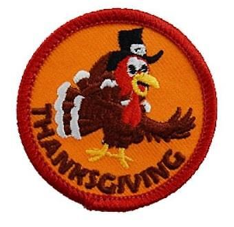 Girl Boy Cub THANKSGIVING Turkey Dinner Fun Patches Badges SCOUT GUIDE Feast
