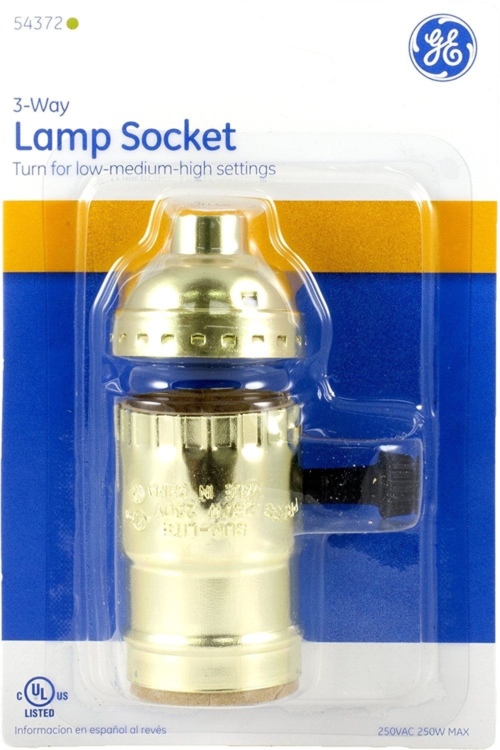 Versatile 3-Way Lamp Socket with Brushed Gold Finish for Easy Installation