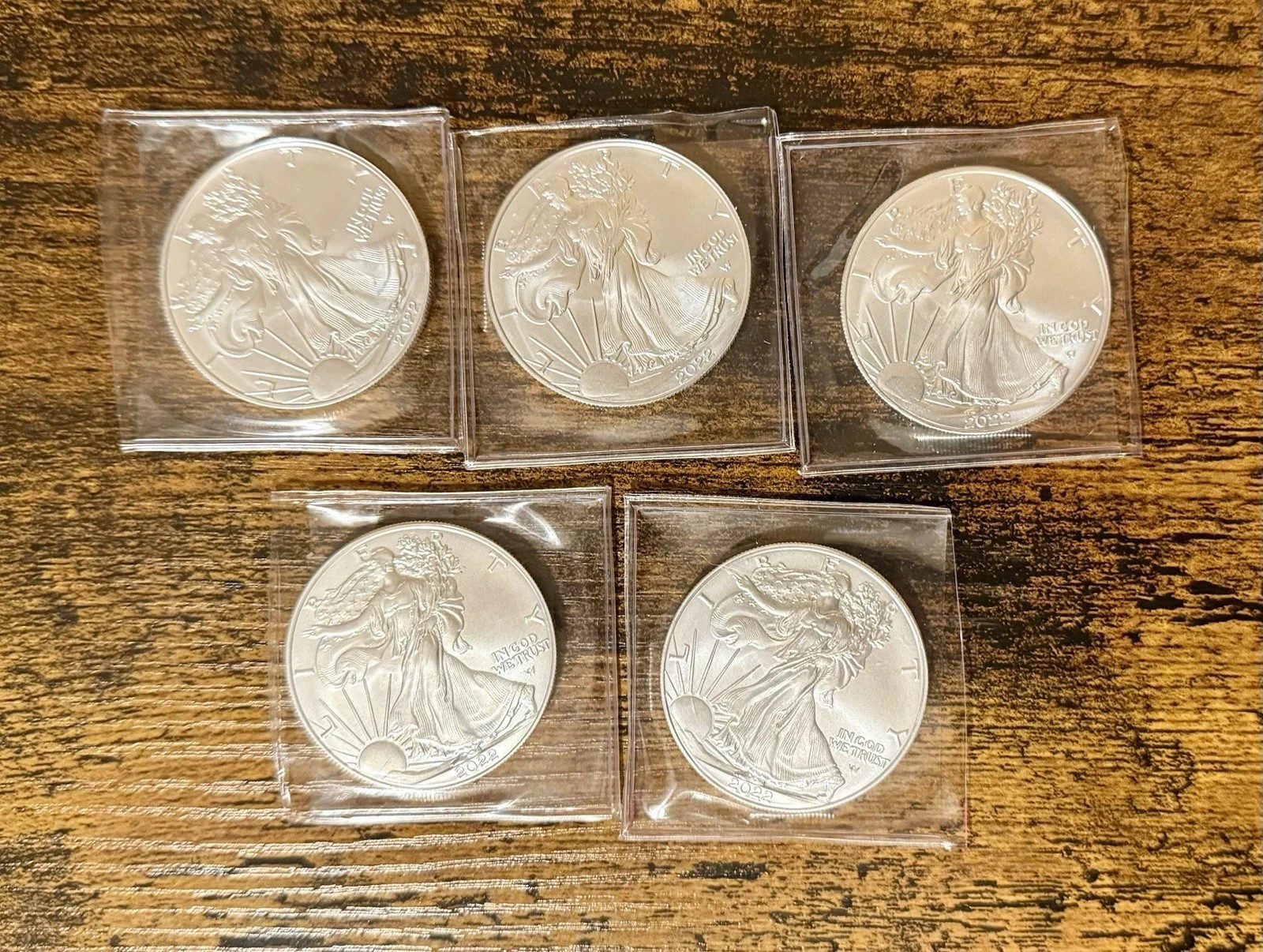 Lot of 5 U.S .999 2022 -1- 0 Z American Eagle C.0.i.n.