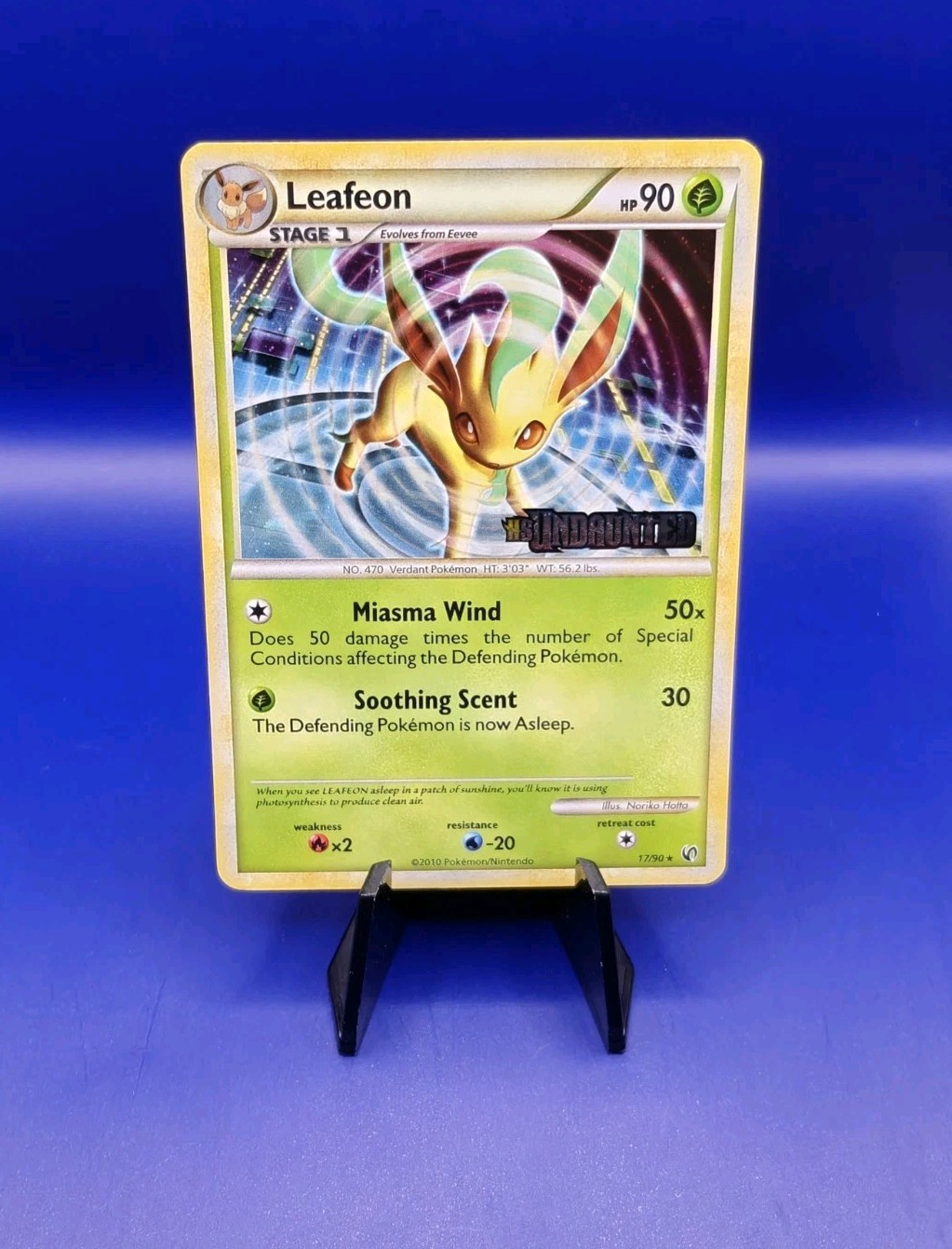 Leafeon 17/90 Pre-release Holo Rare HS Undaunted Stamped Pokemon Card TCG 2010