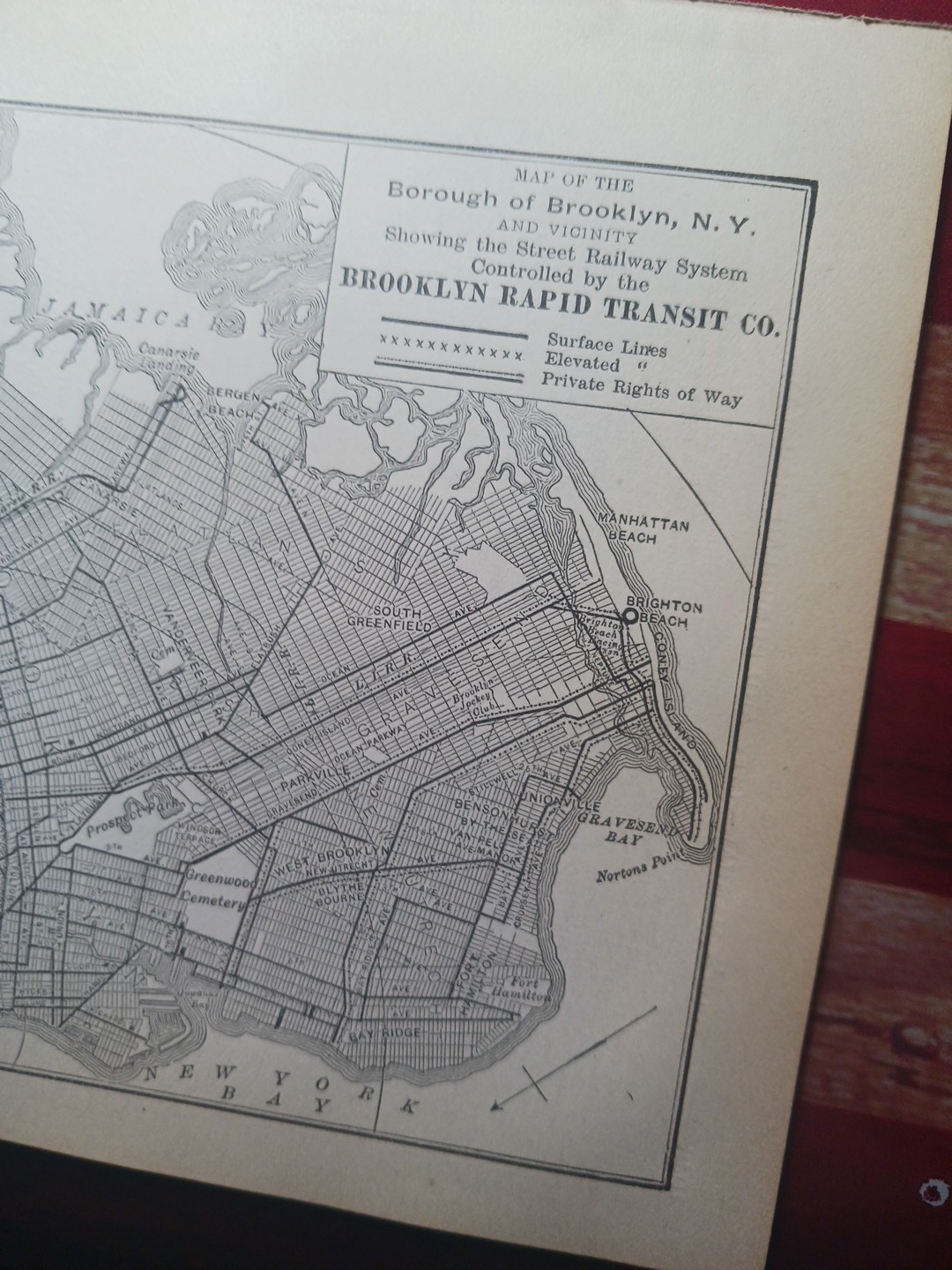 ~1906 Vintage Map of BROOKLYN RAPID TRANSIT COMPANY All surface & Elevated Lines