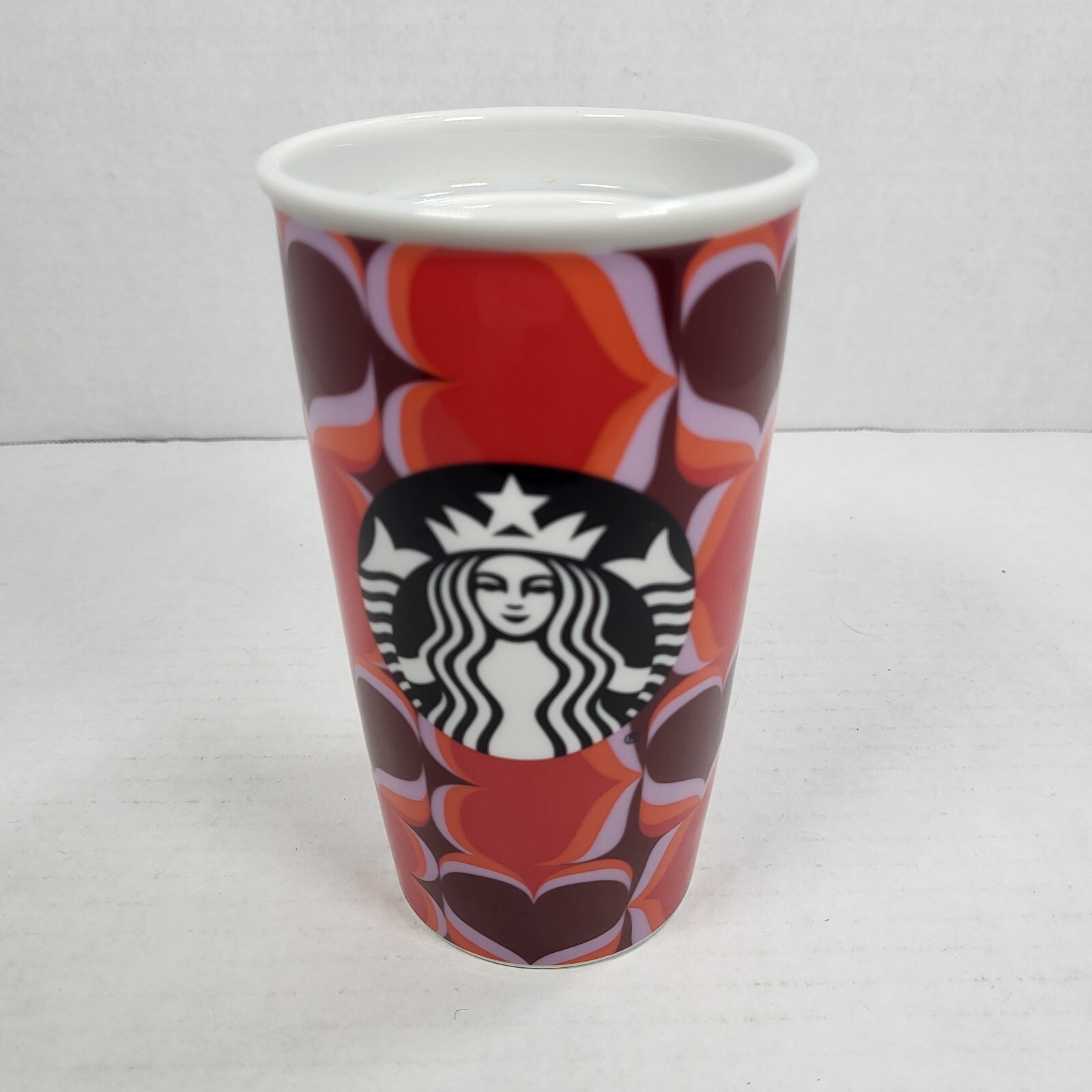 Starbucks Valentine Hearts Mermaid Siren Logo 12 oz. Ceramic Travel Coffee Mug