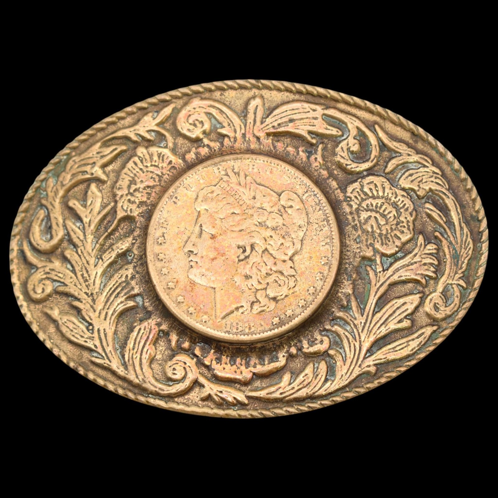 Solid Bronze Morgan Dollar Casting Western Vintage Belt Buckle