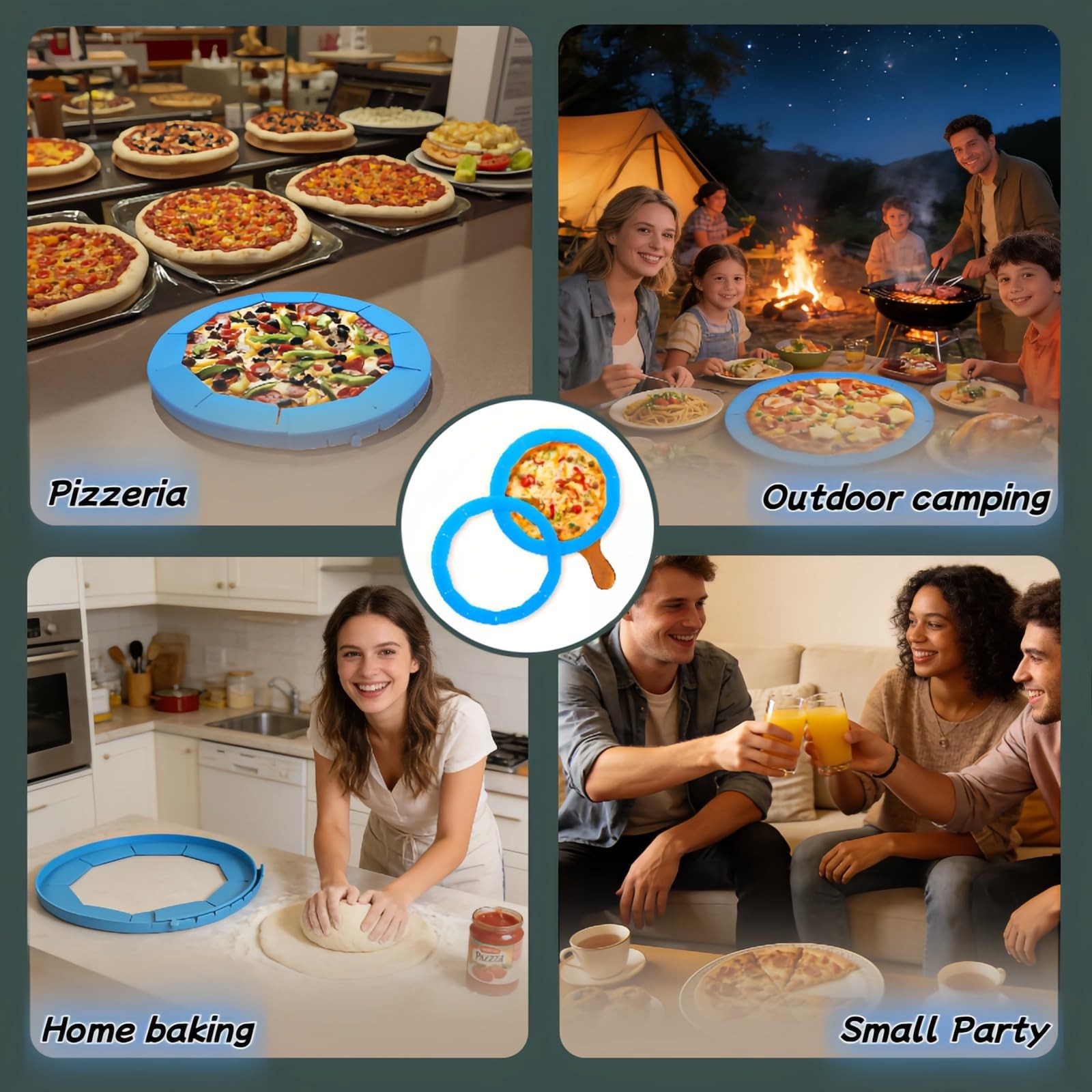 Blue Adjustable Silicone Pie Crust Shield 8-11.4 Inch Baking Protector