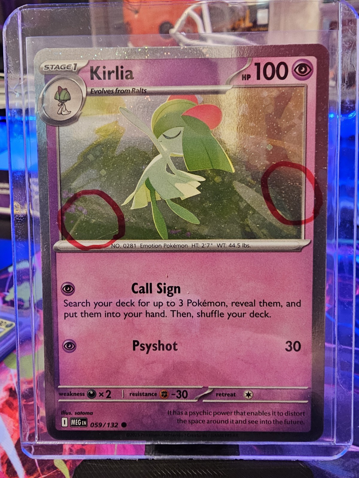 Pokemon TCG Kirlia 059/132 Mega Evolution Cosmos Holo DOUBLE SWIRL 🌀🌀 Promo NM