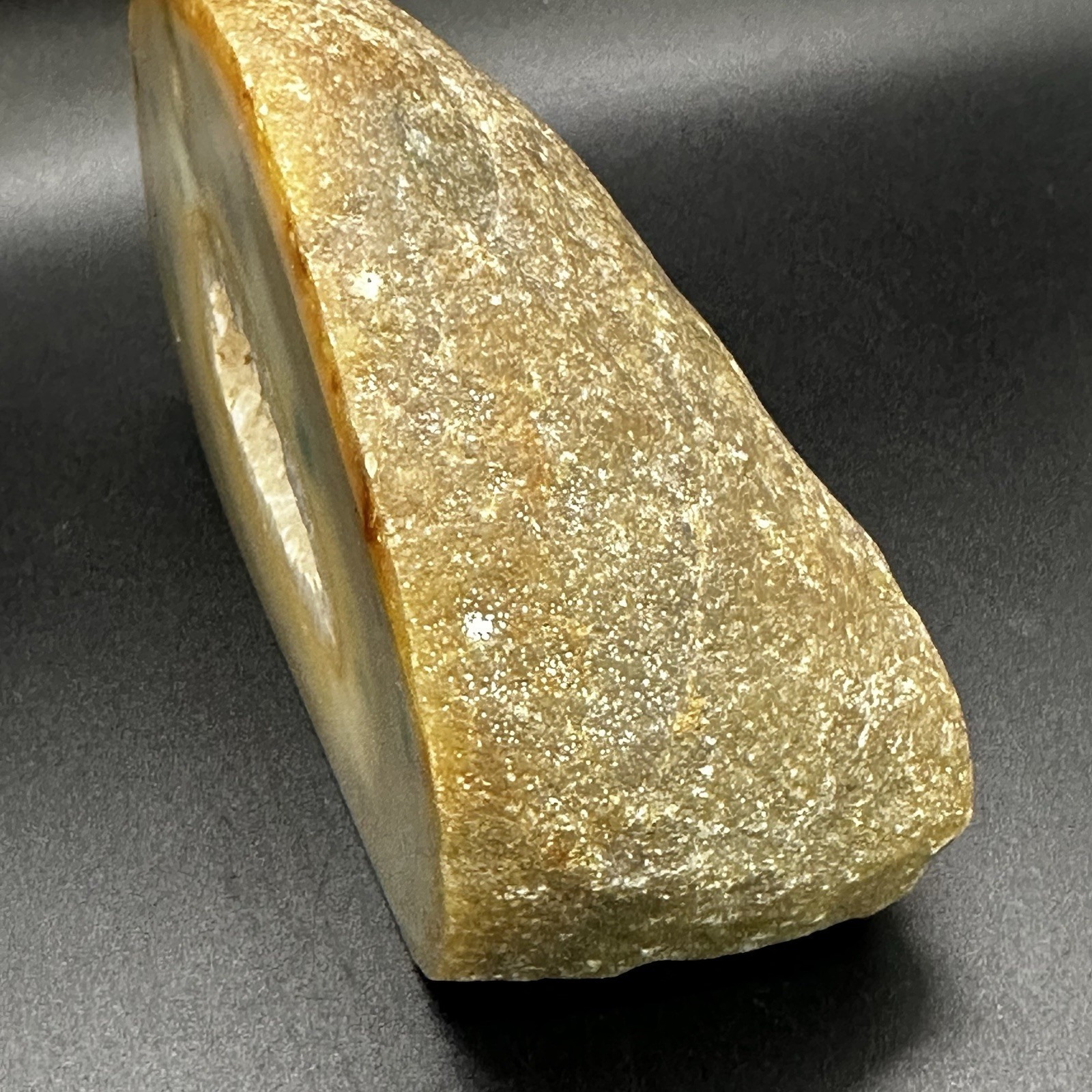 Stunning Agate Geode Paperweight Bookend Crystals Polished 2.5 Pounds Brown Tan