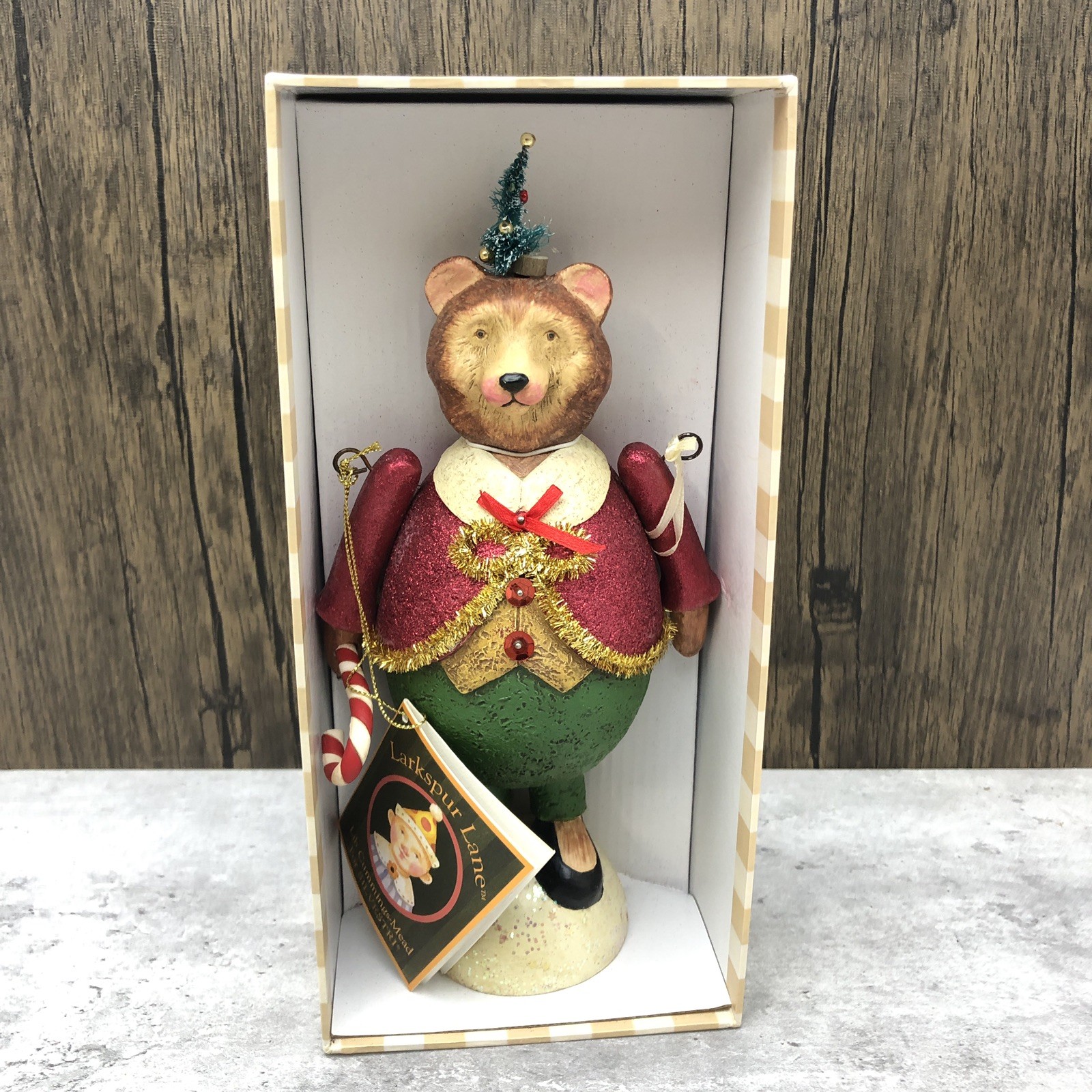 Silvestri Brown Bear Christmas Figures Larkspur Lane Lib Cummings New Box Decor