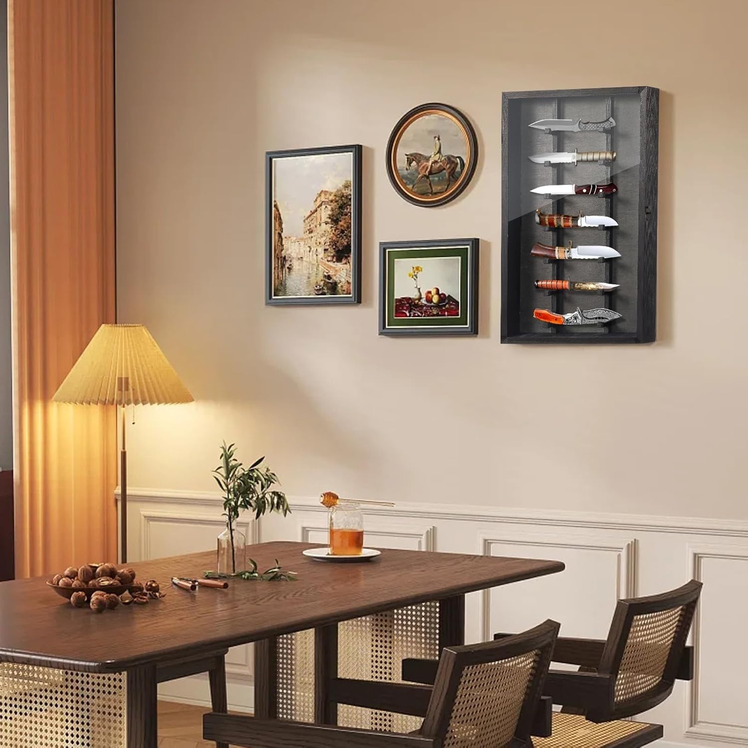 Knife Display Case with Lockable Clear Acrylic Door, Wall Mount Free Shipping