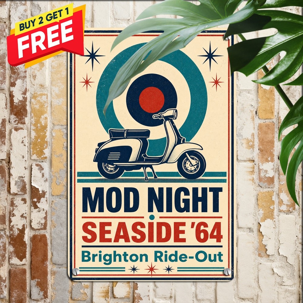 Retro Mod Culture Scooter Pride Target Emblem Wall Metal Sign