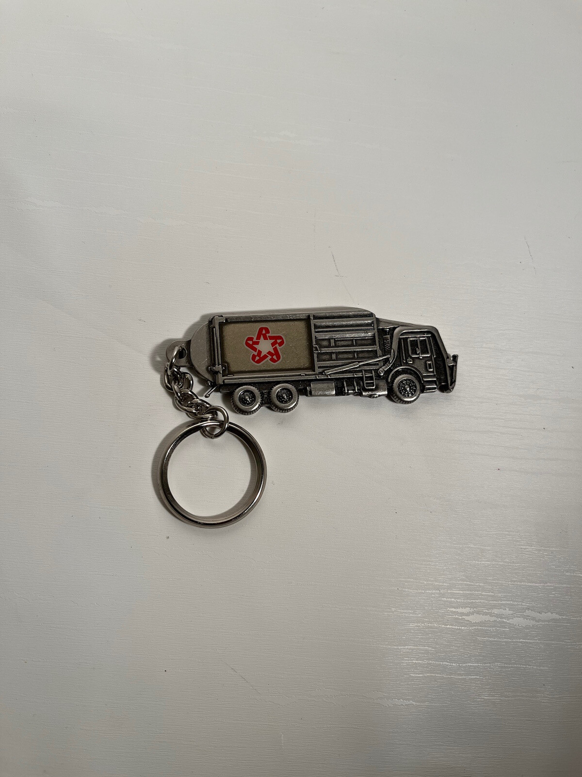 Metal Keychain Garbage Dumpster Truck DTS Zipper Pull HTF RARE Vehicle Recycle