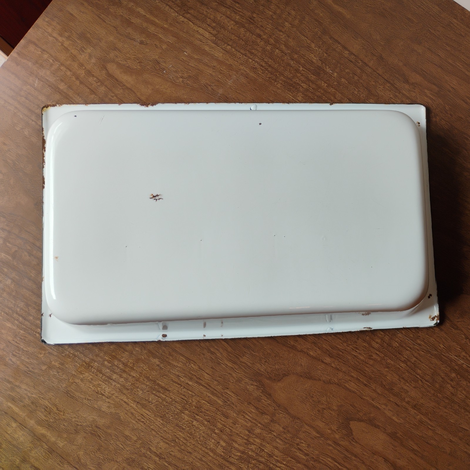 VTG White & Black Enamelware Rectangular Pan Tray Lasagna Fridge 16.5″ x 10″