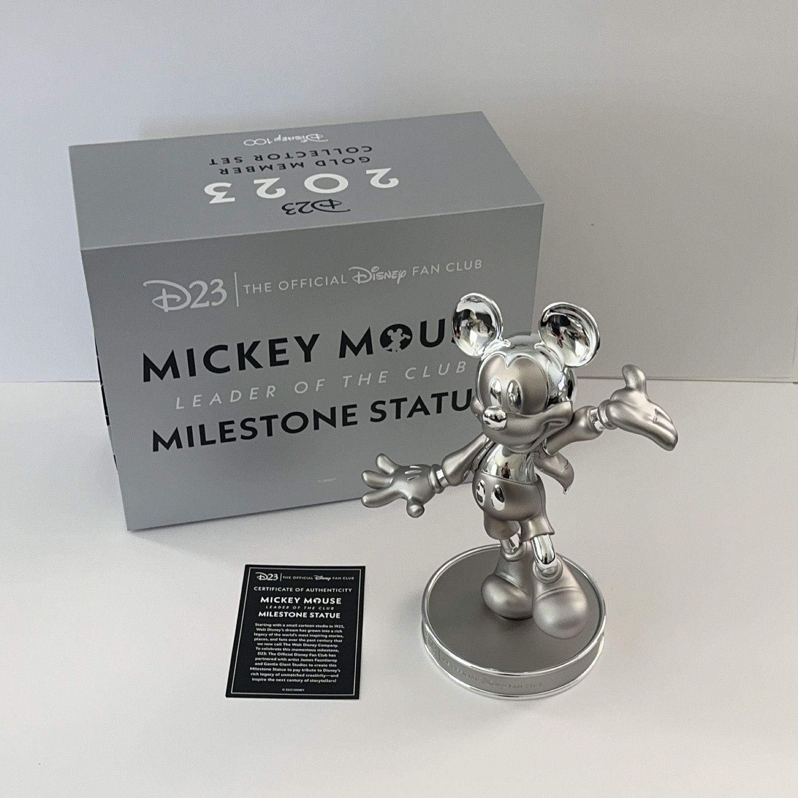Disney D23 Mickey Mouse Statue Disney100 Milestone 10.75in Plastic Steel