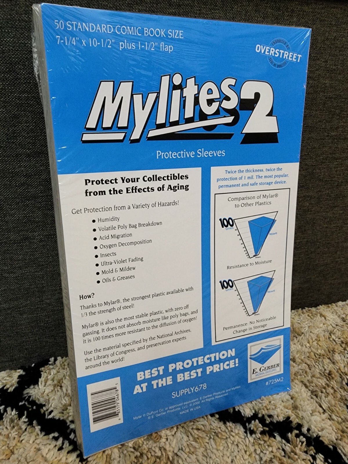 725M2 E Gerber Mylites 2 (Qty 50) – Mylar Comic Bags STANDARD Size (7¼”x10½”)