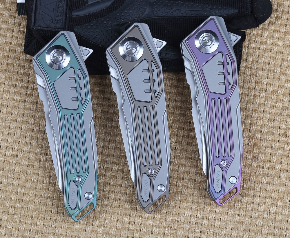 High Quality Maxace Tank Purple Titanium Handle M390 Steel Blade Pocket Knife