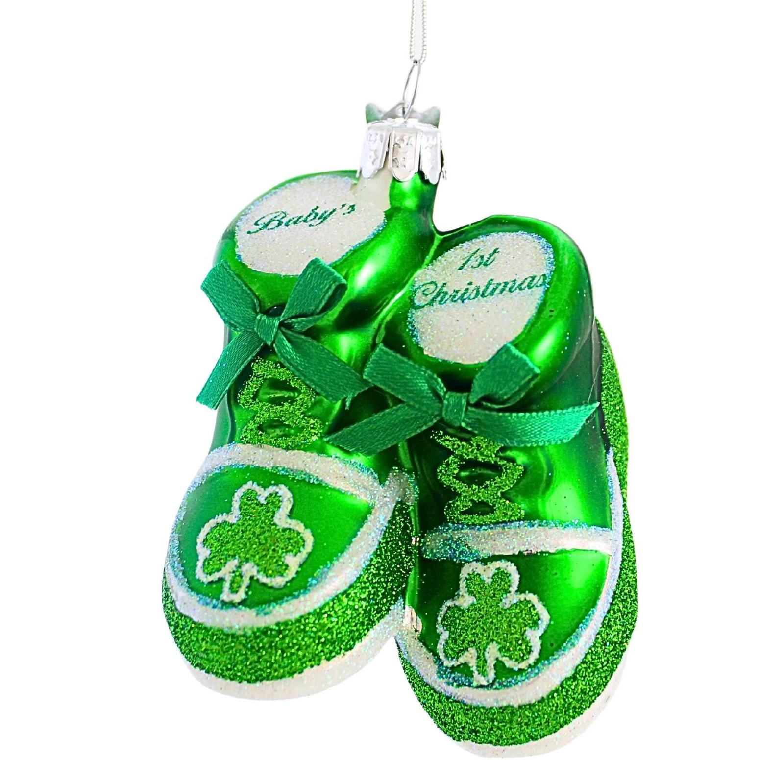 Noble Gems Irish Baby Shoe Glass Saint Particks First Xmas Decorative Hanging