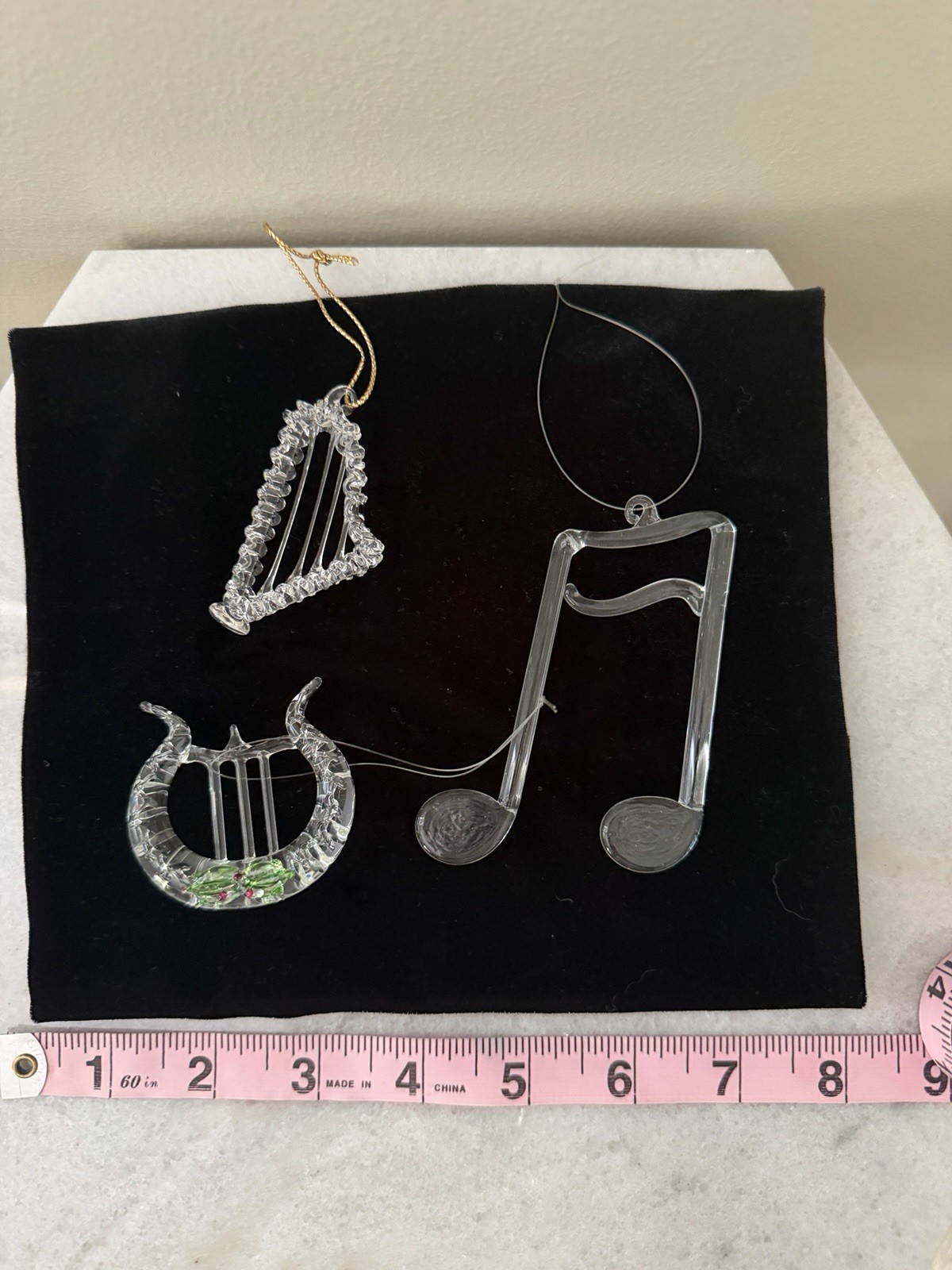 Set Of 3 Glass Music-Related Ornaments Christmas Decorations, Window Decorations