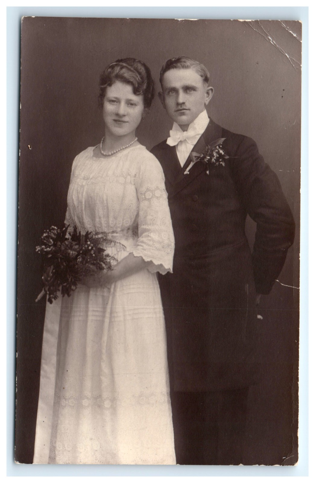 Postcard RPPC Wedding Picture German Couple early 1900s Unposted