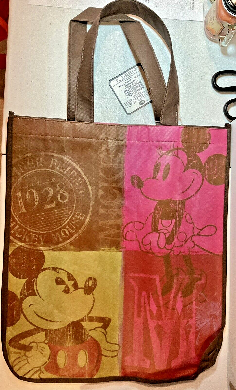 Mickey Mouse & Minnie Mouse Reusable Shopping Bag Disney New 13 x13 x 5 Disney