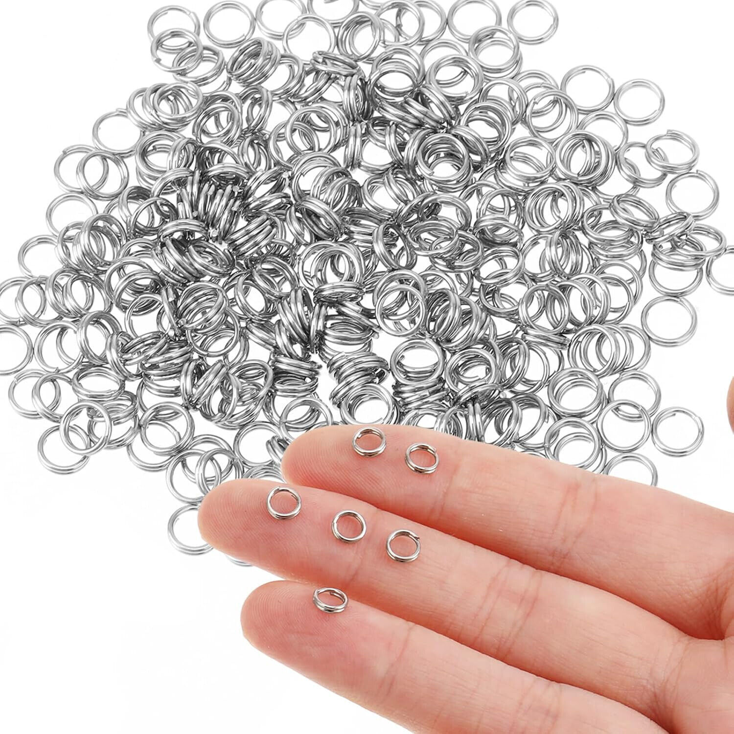 100/200pcs Stainless Steel Split Key Ring Keychain Round Double Loops Jump Rings