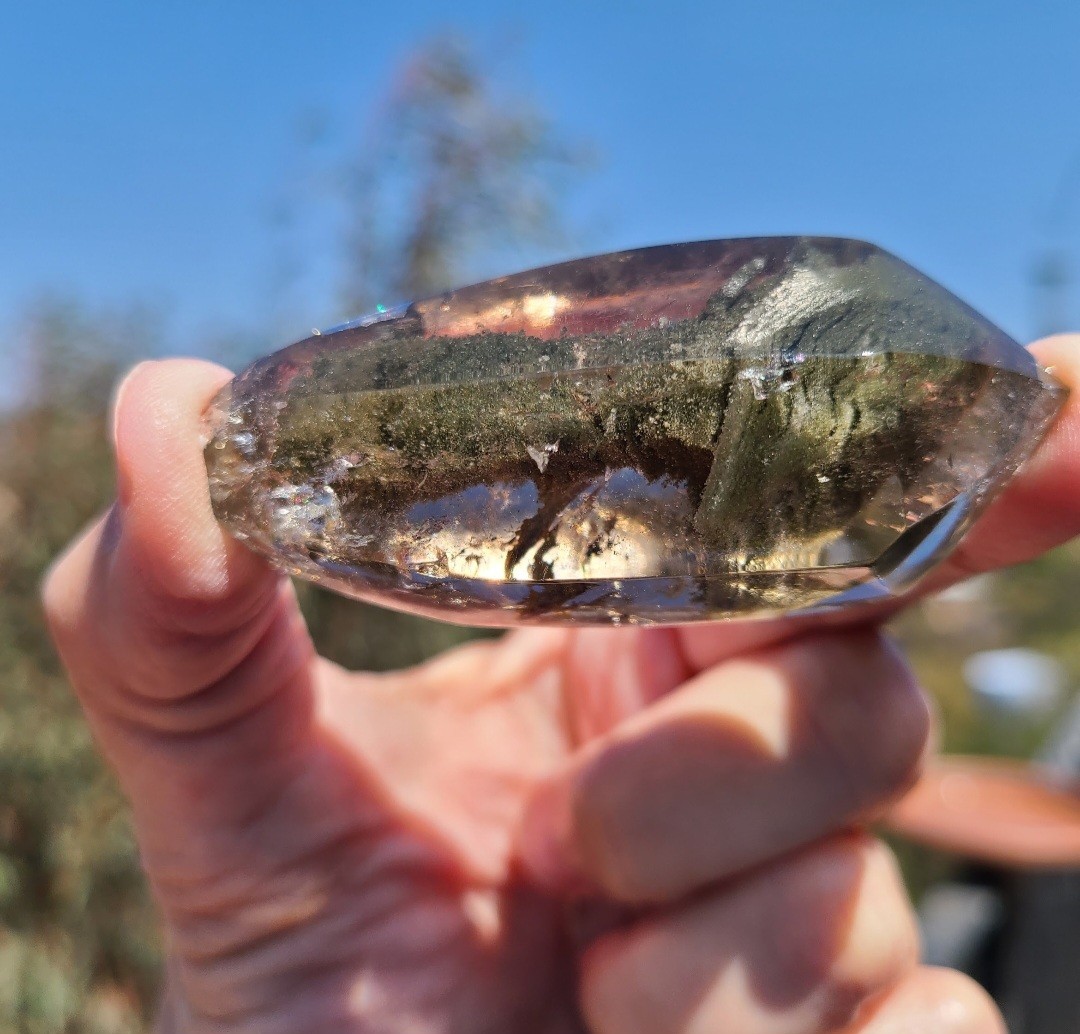 Polished Garden Quartz Point Specimen w/ Tiny Rainbows, 2.43 oz
