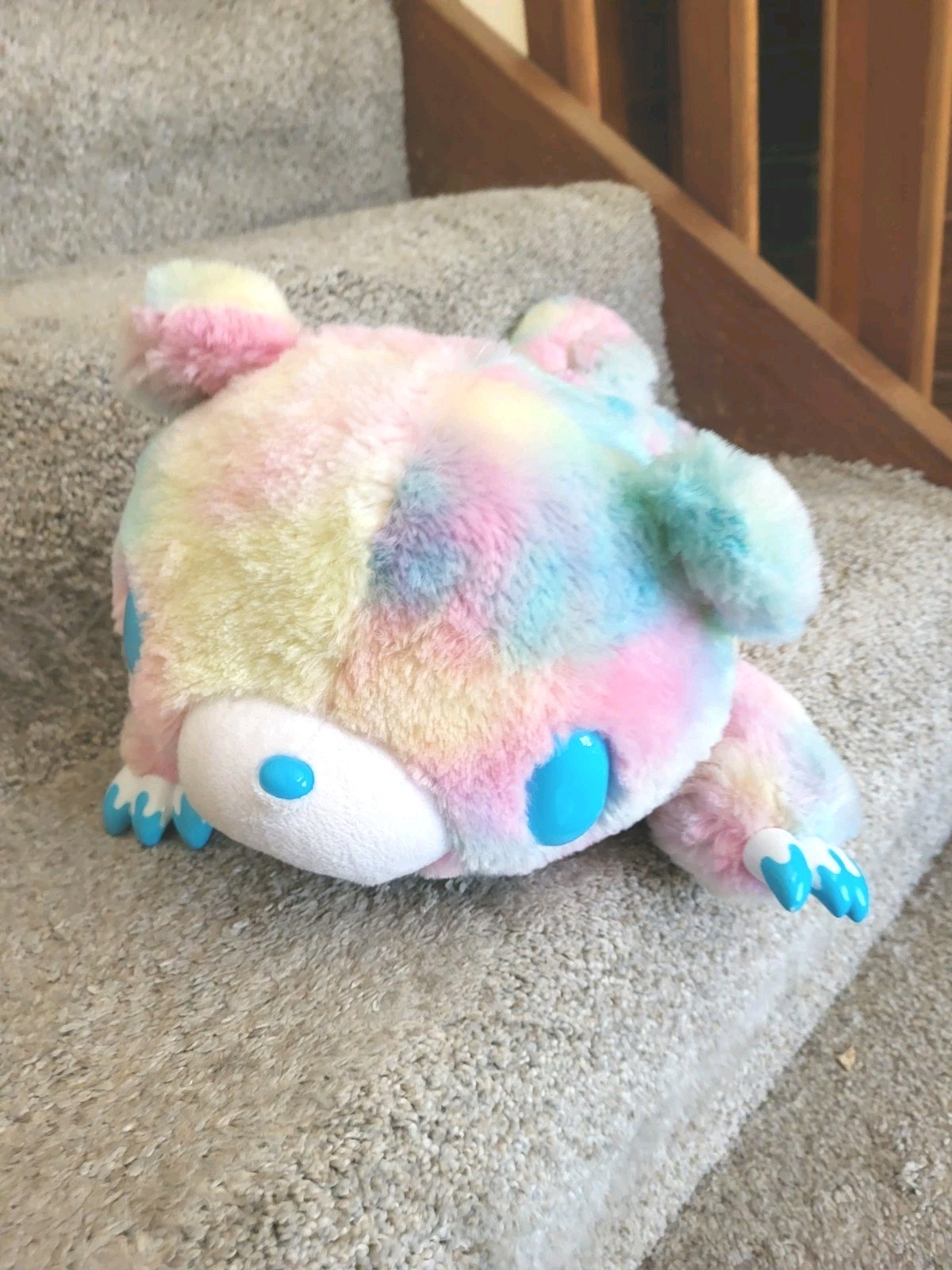 Chack Taito Gloomy Bear Plush Blue Fantasy Fur Rainbow #557 Lying Down 18”