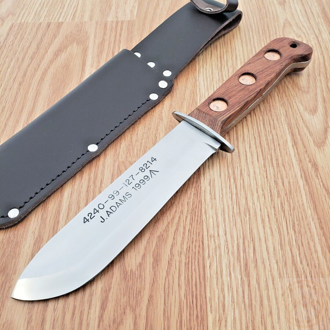 J. Adams Sheffield England MOD Fixed Knife 7″ Carbon Steel Blade Wood Handle