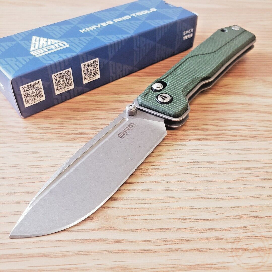 SRM Knives Rubik Folding Knife 3.5″ 14C28N Sandvik Steel Blade Micarta Handle