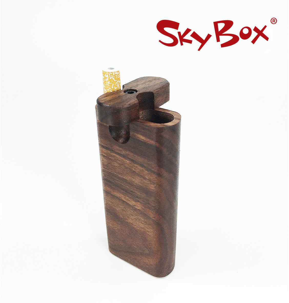 SkyBox® dugout – Walnut Spin Top dugout with Large Cigarette Style Pipe
