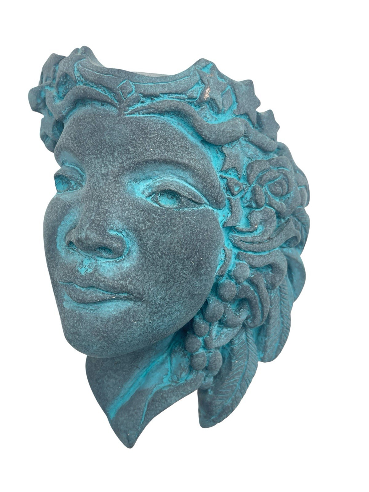 Celestial Stars Native American Goddess Feathers Heavy Chalkware Wall Sculpture