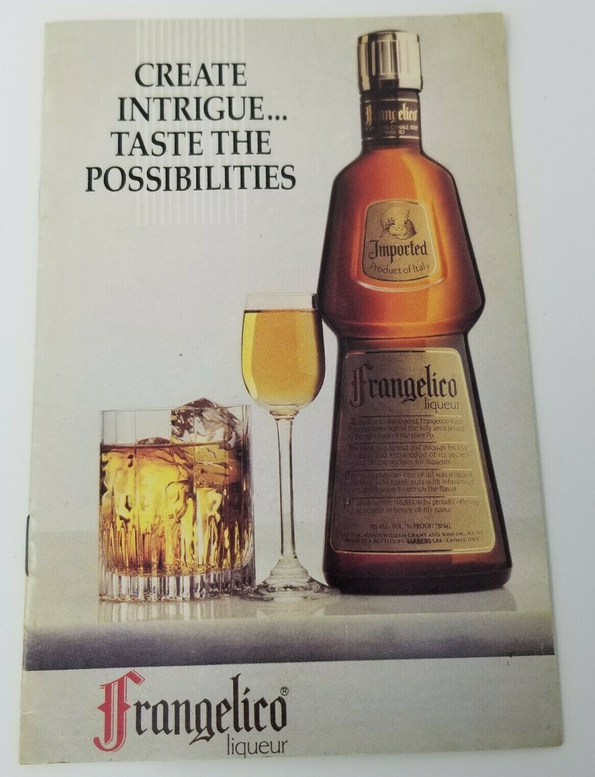 Frangelico Liqueur Italian Food and Drink Recipe Booklet Vintage