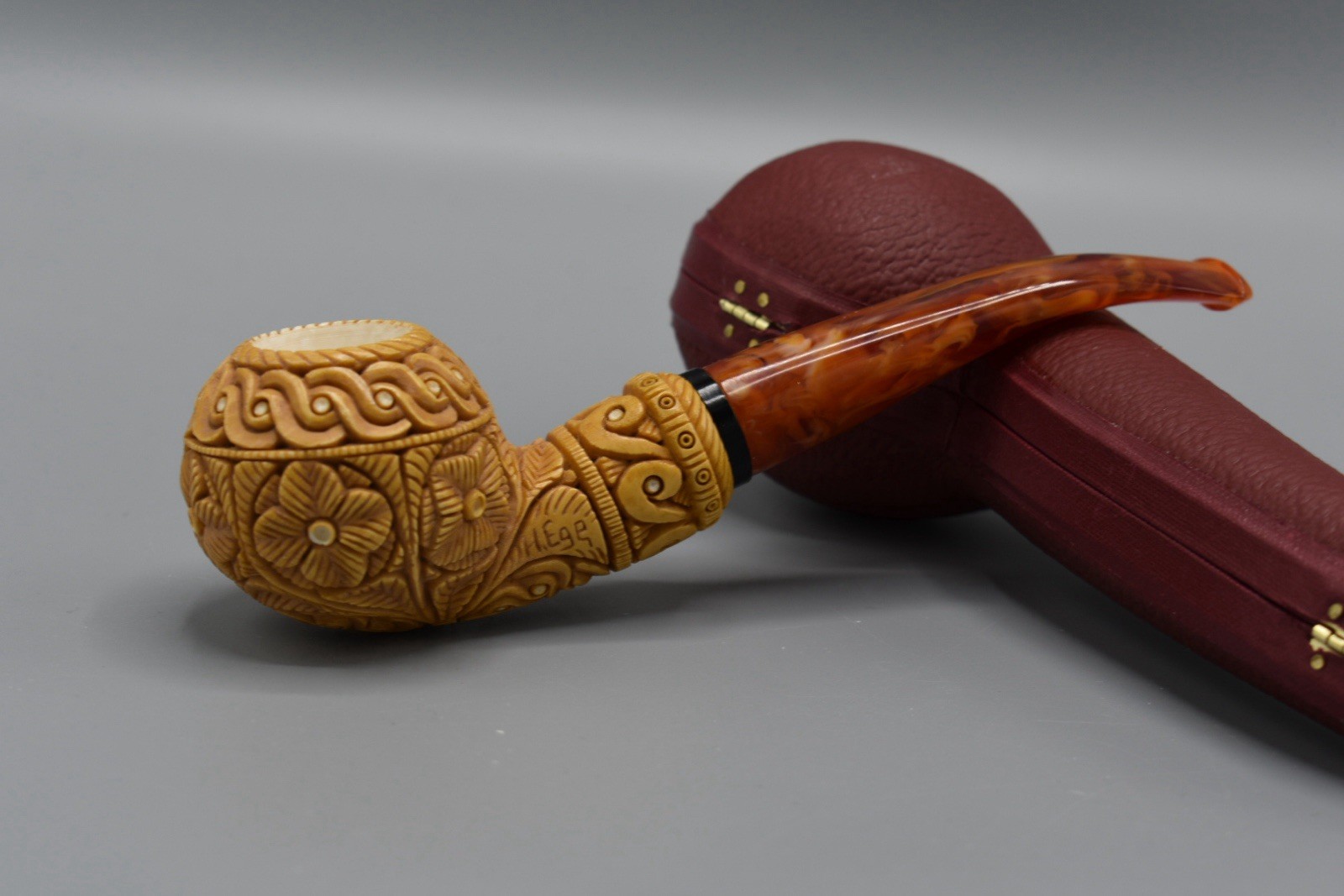 Ornate Apple Pipe By EGE Block Meerschaum-NEW HANDMADE W Fitted Case#575