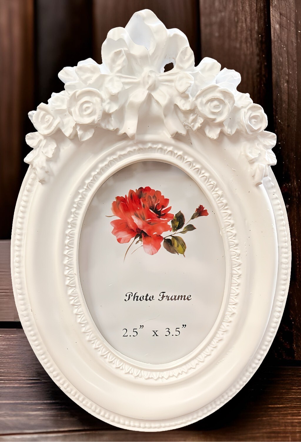 Classic picture frame picture holder 2.5 x 3.5 – white – Oval
